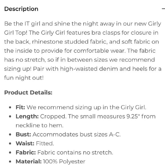 Buddy Love Girly Girl Rhinestone Crop Top - Gold (SIZE SMALL) - Picture 6 of 10